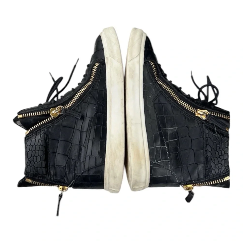 Giuseppe Zanotti Woman Croc Embossed Black Sneakers Size 7 High Top
